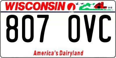 WI license plate 807OVC