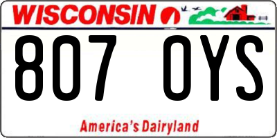 WI license plate 807OYS
