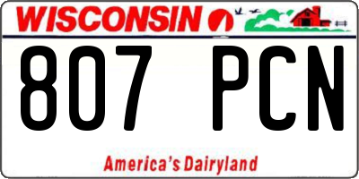 WI license plate 807PCN