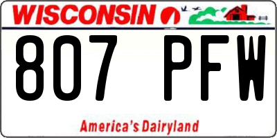 WI license plate 807PFW