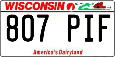 WI license plate 807PIF
