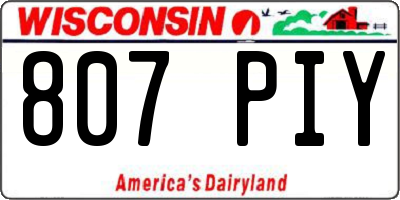 WI license plate 807PIY