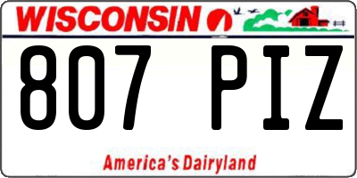WI license plate 807PIZ