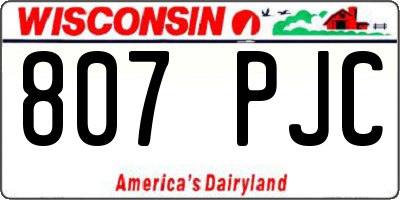 WI license plate 807PJC