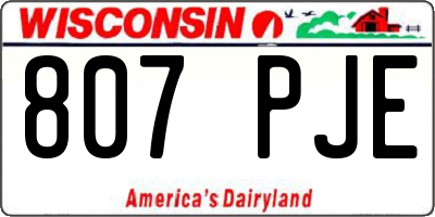 WI license plate 807PJE