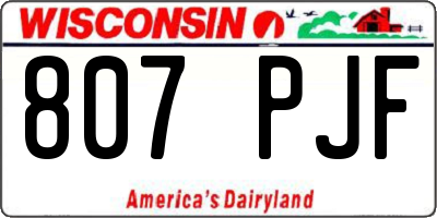 WI license plate 807PJF