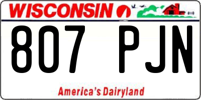 WI license plate 807PJN