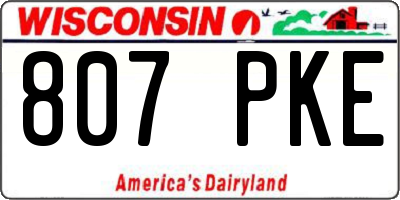 WI license plate 807PKE