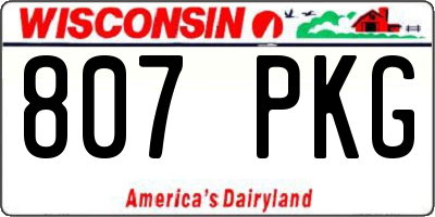 WI license plate 807PKG