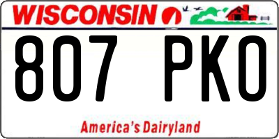 WI license plate 807PKO