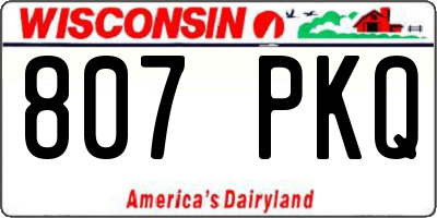 WI license plate 807PKQ