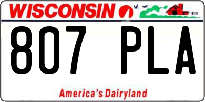 WI license plate 807PLA
