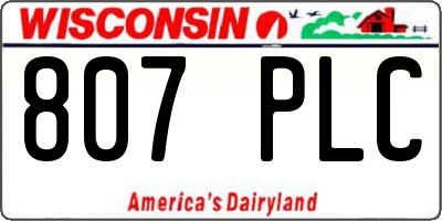 WI license plate 807PLC