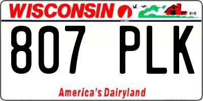 WI license plate 807PLK