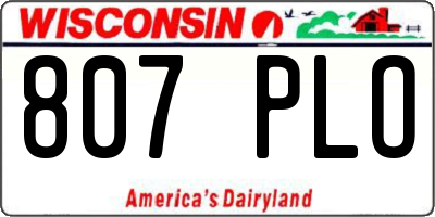 WI license plate 807PLO