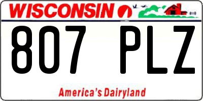 WI license plate 807PLZ