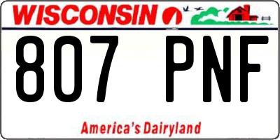 WI license plate 807PNF
