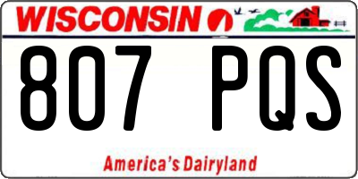 WI license plate 807PQS