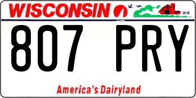 WI license plate 807PRY
