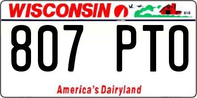 WI license plate 807PTO