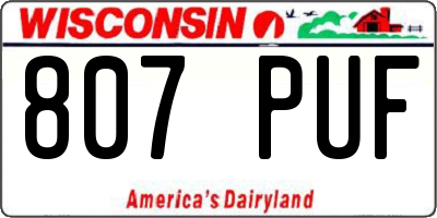 WI license plate 807PUF