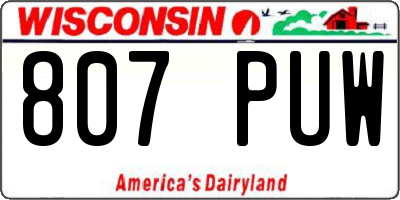 WI license plate 807PUW
