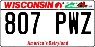 WI license plate 807PWZ