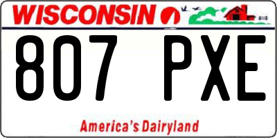 WI license plate 807PXE