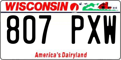 WI license plate 807PXW