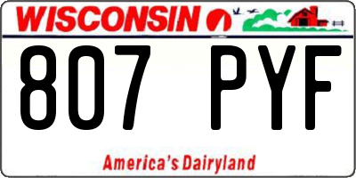 WI license plate 807PYF
