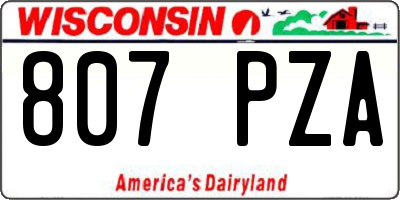 WI license plate 807PZA