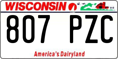 WI license plate 807PZC