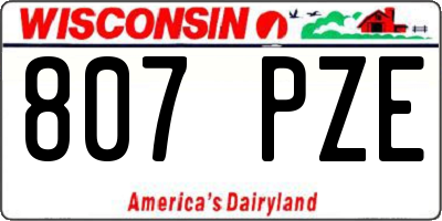 WI license plate 807PZE