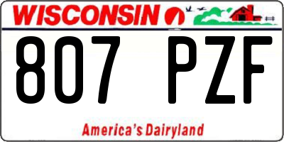 WI license plate 807PZF