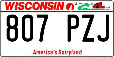 WI license plate 807PZJ