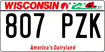 WI license plate 807PZK