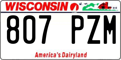 WI license plate 807PZM