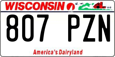 WI license plate 807PZN
