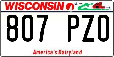 WI license plate 807PZO