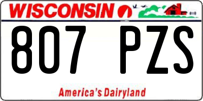 WI license plate 807PZS