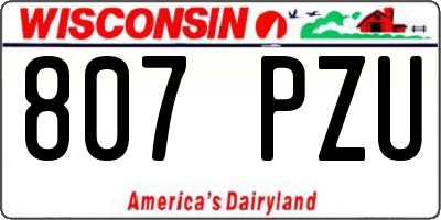 WI license plate 807PZU