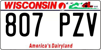 WI license plate 807PZV