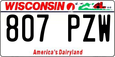 WI license plate 807PZW
