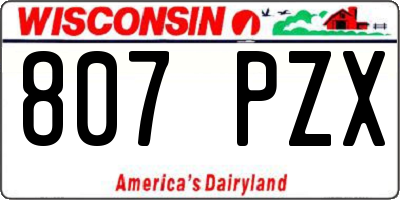 WI license plate 807PZX
