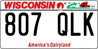 WI license plate 807QLK