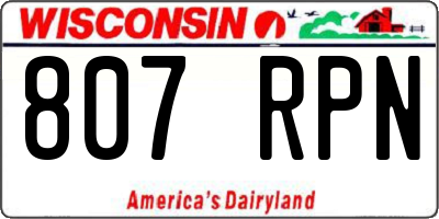 WI license plate 807RPN