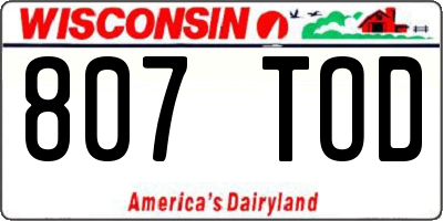 WI license plate 807TOD