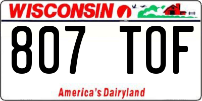 WI license plate 807TOF