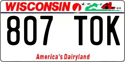 WI license plate 807TOK