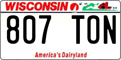 WI license plate 807TON